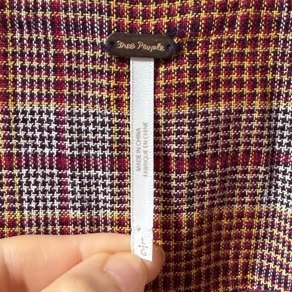 Free People Simply Plaid Blazer in Pomegranite Combo L NWOT - Picture 8 of 13